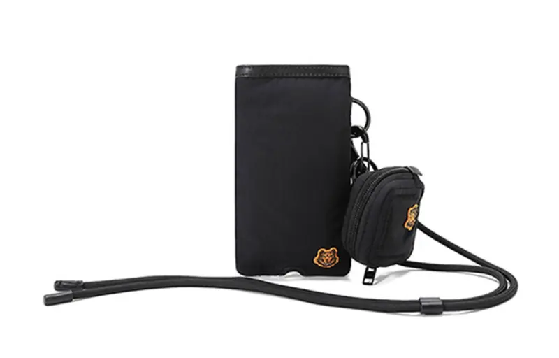 KENZO Fabric Bag Strap Earphone Case Shoulder Bag Cell Phone Pouch Men's Black