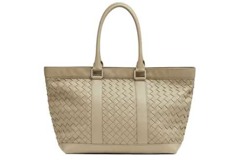 Bottega Veneta Woven Leather With Cow Leather Tote Bag, Shopping Bag, Handbag Men's Beige