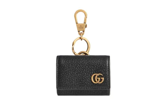 GUCCI GG Marmont Leather AirPods Protective Cover, Pendant Earphone Case Unisex Black