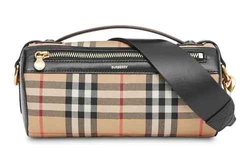 Burberry Cow Leather With Cotton Cylinder Bag, Shoulder Bag, Crossbody Bag Women's Camel