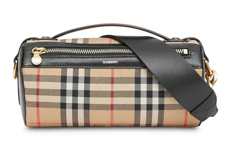 Burberry Cow Leather With Cotton Cylinder Bag, Shoulder Bag, Crossbody Bag Women's Camel