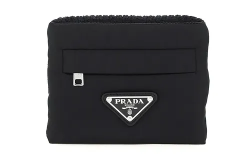 PRADA Wool Coin Purse Unisex Black