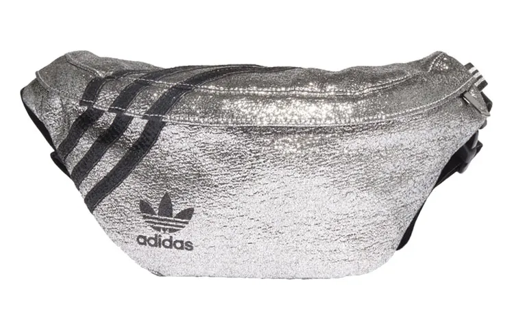 Adidas Originals Polyester Sling Bag, Fanny Pack Regular Unisex Silver & Black