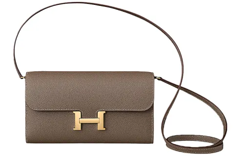 HERMES Constance To Go Gold tone Lock Epsom Leather Crossbody Bags Women's 18 Etoupe Elephant Gray