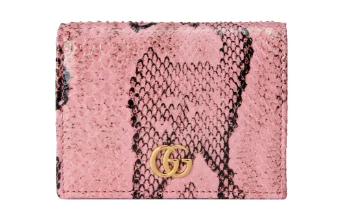 GUCCI GG Marmont Python Skin Wallet, Card Holder Women's Pink