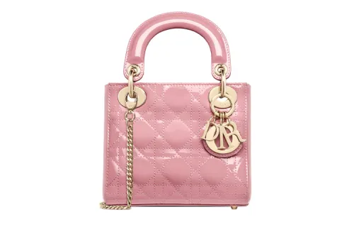 DIOR Lady Dior Patent Leather, Cow Leather Handbag, Shoulder Bag, Crossbody Bag, Handbag Mini Women's Light Purple