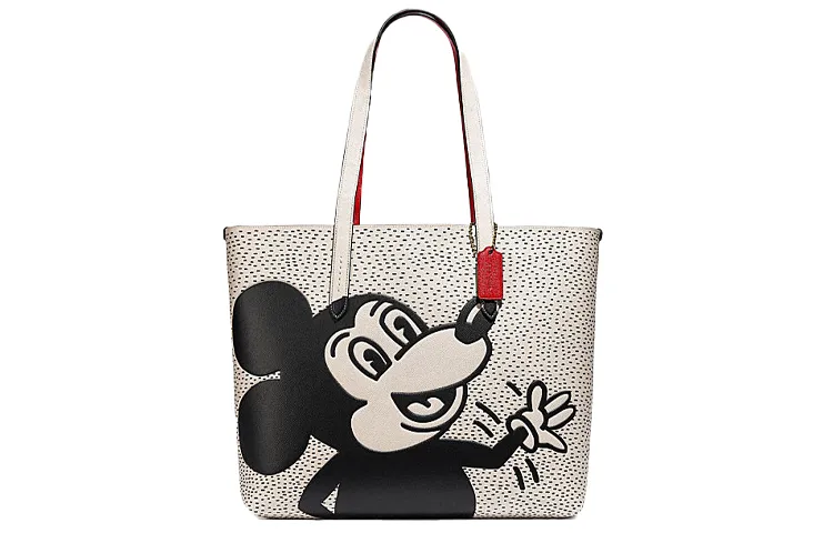 COACH X Disney X Keith Collaboration Highline Leather Tote Bag, Shopping Bag, Kids' Bag, Handbag, Shoulder Bag