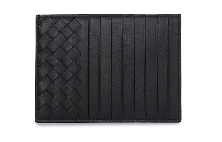 Bottega Veneta Open Top Sheepskin Coin Purse, Card Holder Unisex Black