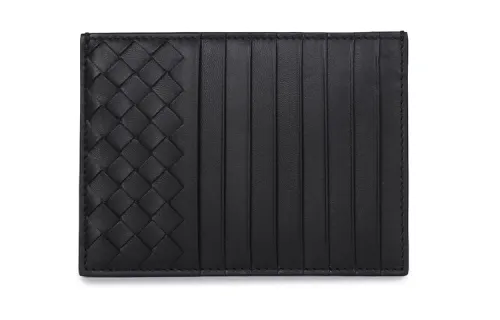 Bottega Veneta Open Top Sheepskin Coin Purse, Card Holder Unisex Black