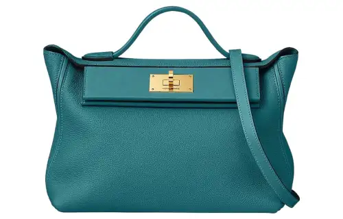 HERMES 24/24 Togo & Swift Calfskin Handbag Women's Bosphorus Green