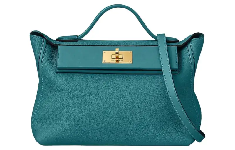 HERMES 24/24 Togo & Swift Calfskin Handbag Women's Bosphorus Green