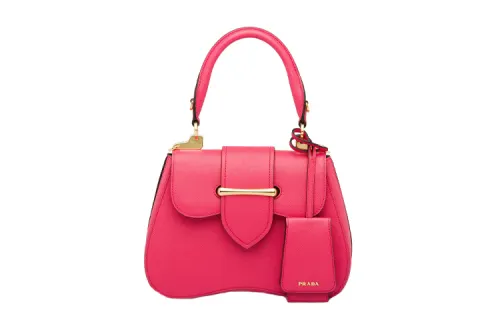 PRADA Cow Leather Shoulder Bag, Crossbody Bag, Handbag Women's Rose Red