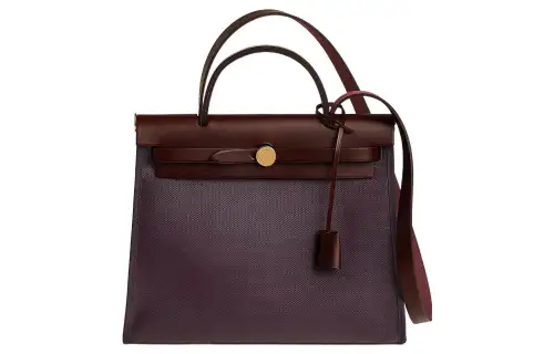 HERMES Herbag Zip H Berline Canvas And Hunter Cow Leather Shoulder Bag, Crossbody Bag, Handbag 31 Unisex