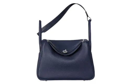HERMES Lindy Clemence Bullock Leather Handbag 30 Women's 2Z Bleu Nuit Midnight Blue
