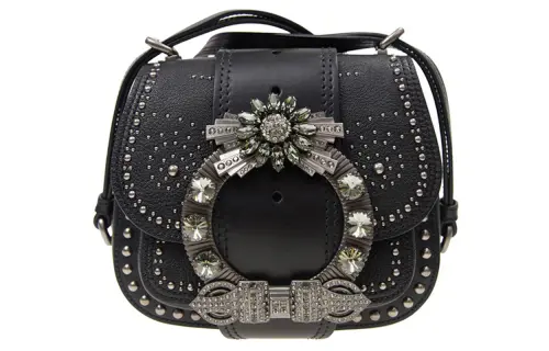 MIU MIU Cow Leather Shoulder Bag, Crossbody Bag Women's Black