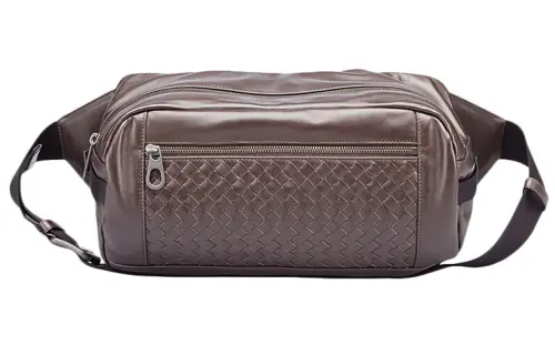 Bottega Veneta Zip Closure Cow Leather Fanny Pack Regular Men's Brown
