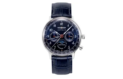ZEPPELIN Quartz universal women's watch, blue dial, case stainless steel, watch strap, quartz mechanism, genuine leather