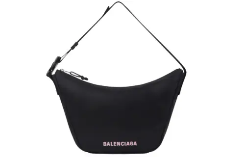 Balenciaga WHEEL Letter Print Recycled Nylon Crossbody Bag, Fanny Pack, Backpack Small Unisex Black