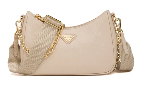 PRADA Leather Shoulder Bag, Underarm Handbag, Shoulder Bag Mini Women's Light Coffee
