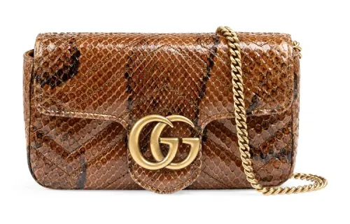 GUCCI GG Marmont Quilted Snake Leather Chain Shoulder Bag, Crossbody Bag Women's Snakeskin Print
