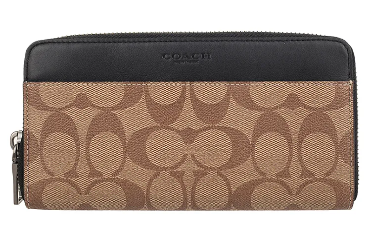 COACH Accordion Wallet PVC Accordion Bag Wallet Men's Khaki Brown