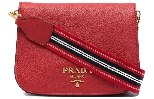 PRADA Cow Leather Shoulder Bag, Crossbody Bag Women's Red