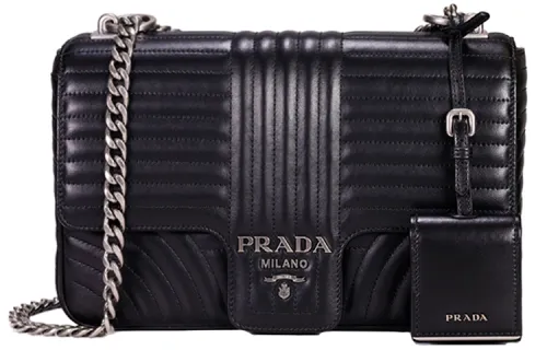 PRADA Cow Leather Shoulder Bag Women's Black