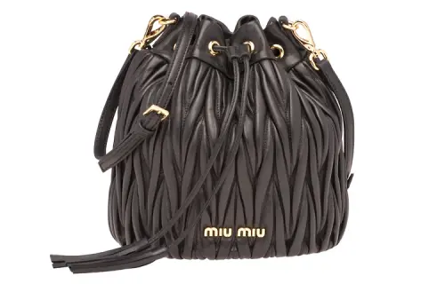MIU MIU Matelassé Soft Sheep Leather Bucket Bag, Shoulder Bag, Crossbody Bag Women's Black