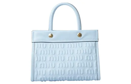 MIU MIU Leather Tote Bag, Shopping Bag, Handbag Women's Blue