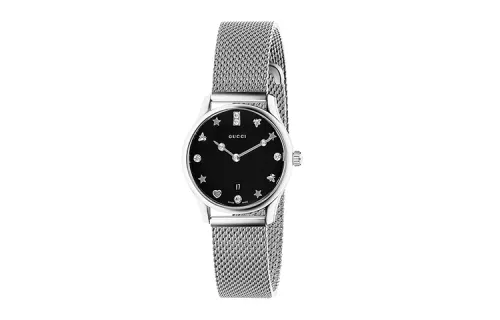 GUCCI G Timeless Collection Wrist Watches Quartz Movement Stainless Steel Strap Black Dial Women's Watch