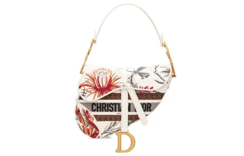 DIOR Saddle Embroidery Saddle Bag, Shoulder Bag, Handbag Women's White