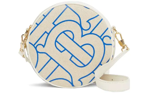 Burberry Louise Cotton Round Bag Fanny Pack Handheld Crossbody Bag, Shoulder Bag Women's Blue White