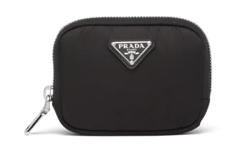 PRADA Recycled Nylon Fabric Card Holder, Wallet Small Unisex Black
