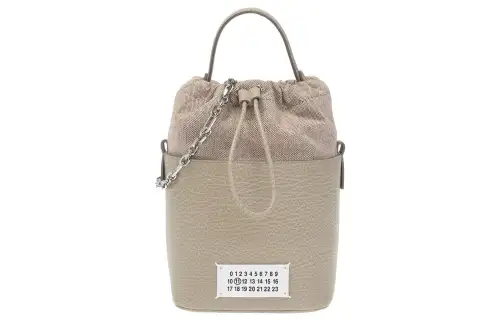 Maison Margiela Drawstring Leather One Shoulder Handbag Women's Nude