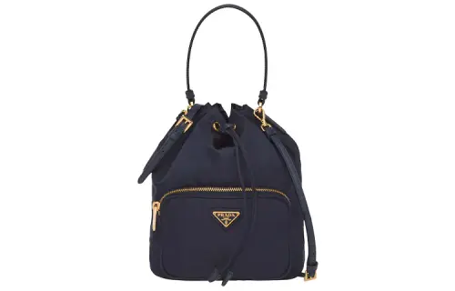PRADA Duet Fabric Bucket Bag Handbag Women's Blue