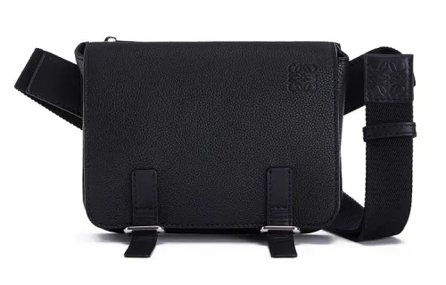 LOEWE Cow Leather Messenger Bag, Shoulder Bag, Crossbody Bag, Fanny Pack Regular Men's Black