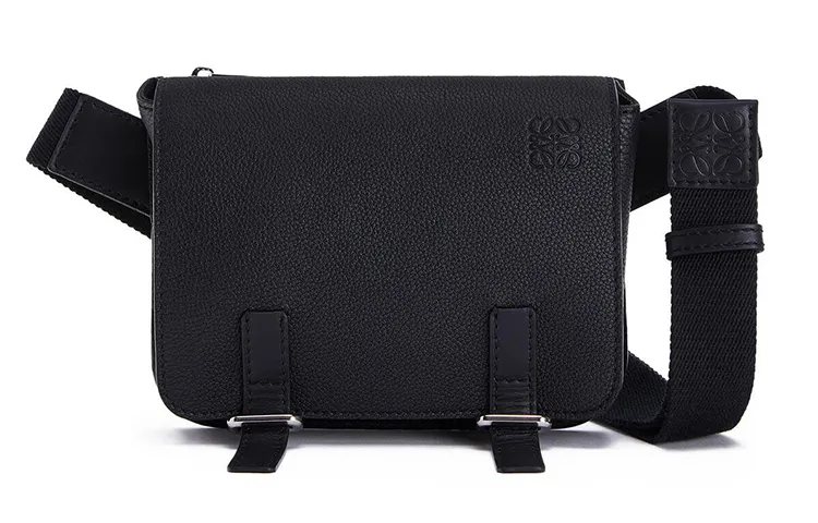 LOEWE Cow Leather Messenger Bag, Shoulder Bag, Crossbody Bag, Fanny Pack Regular Men's Black
