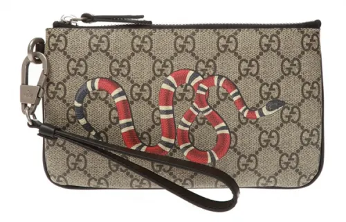 GUCCI Canvas With Leather Cell Phone Pouch Clutch Regular Men's Ebony