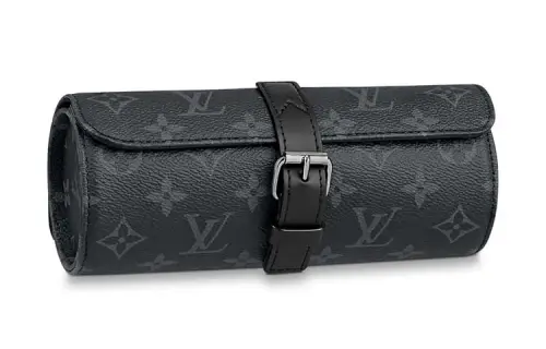 LOUIS VUITTON 3 Watch Case Monogram Eclipse Black