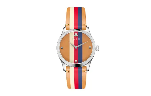 GUCCI G Timeless Collection Wrist Watches Quartz Movement Genuine Leather Strap Yellow Watch Dial Women's Watch