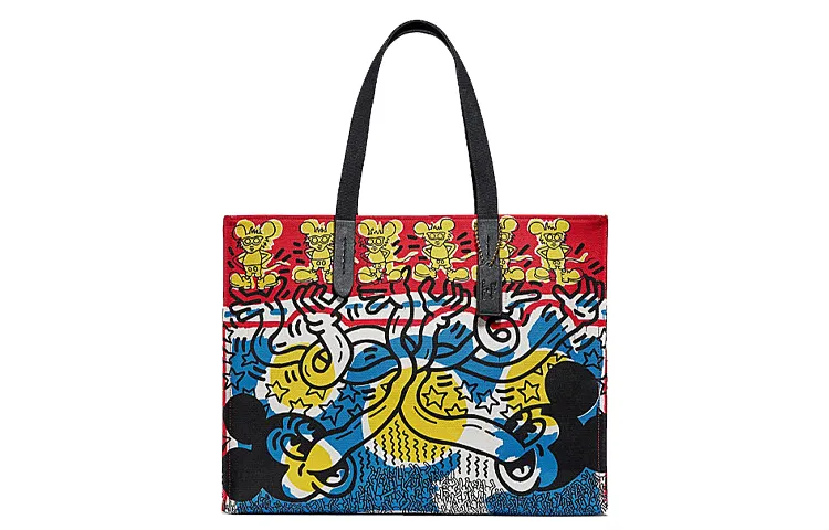 COACH X Disney/Disney Collaboration Recycled Tote Canvas Tote Shoulder Bags Large Men's Blue