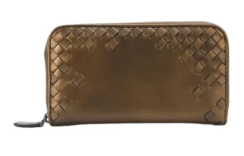 Bottega Veneta Long Leather Wallet Women's Gold