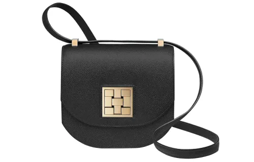 HERMES Mosaique Epsom Leather Shoulder Bag Women's 89 Noir Black