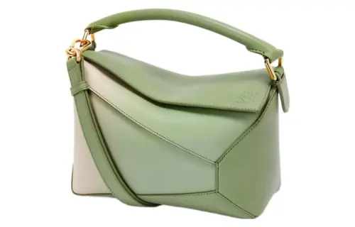 LOEWE Puzzle NAPPA Cow Leather Crossbody Bag, Shoulder Bag Women's Oat/Olive Green