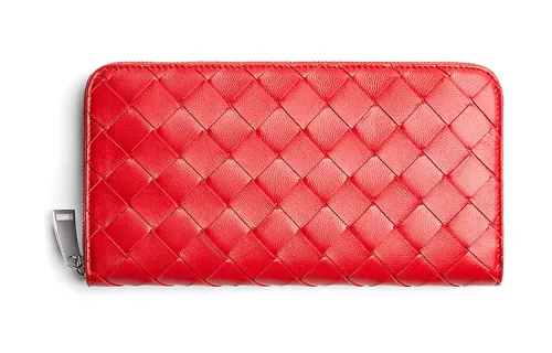Bottega Veneta Intrecciato Cow Leather Wallet Women's Red