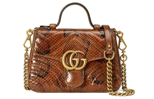 GUCCI GG Marmont Python Skin Handbag Mini Women's Brown