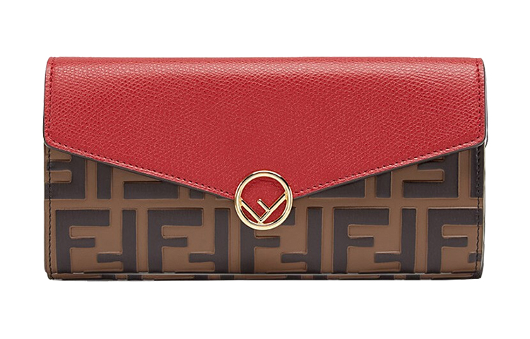Женская сумка Fendi F is Fendi Logo FF / (коричнево-красная)