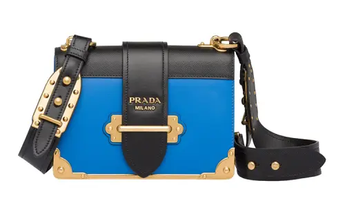 PRADA Cahier Calfskin Handbag, Shoulder Bag, Crossbody Bag Women's Sea Blue