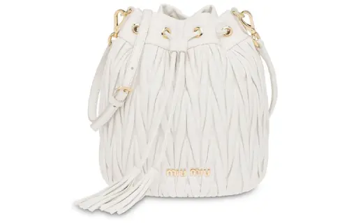 MIU MIU Soft Sheep Leather Bucket Bags Crossbody Bag, Shoulder Bag Women's White