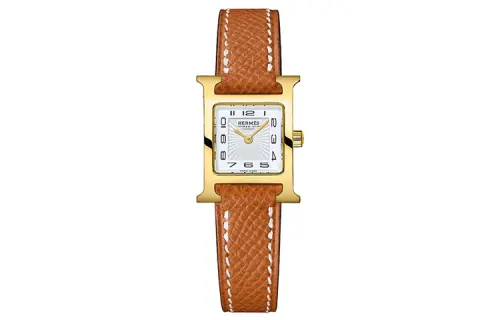 HERMES Heure H Wrist Watches Quartz Movement Genuine Leather Strap 21*17mm White Dial Women's Watch 30m Waterproof